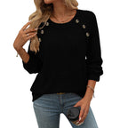Damen Pullover mit dekorativen Knöpfen und strukturiertem Design R&B