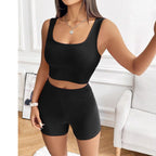 Damen Sportliches Set mit gerafftem Oberteil und hohem Bund R&B
