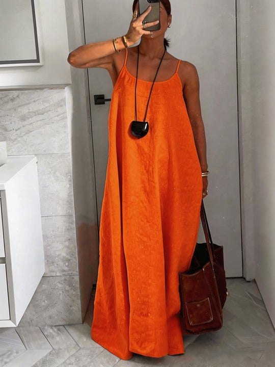 Damen luftiges Leinen-Maxikleid R&B
