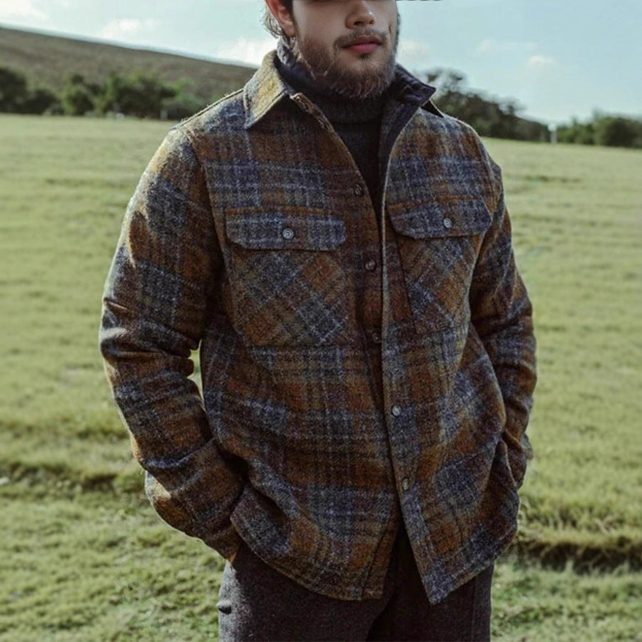 Herren Gemusterte Flanelljacke mit praktischen Taschen