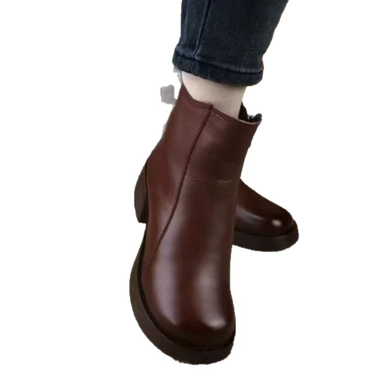 Damen Komfortable Stiefeletten mit warmem Innenfutter und rutschfestem Absatz R&B