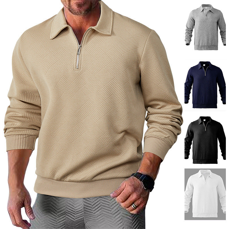 Herren Sweatpullover mit halblangem Reißverschluss und strukturiertem GewR&Be R&B