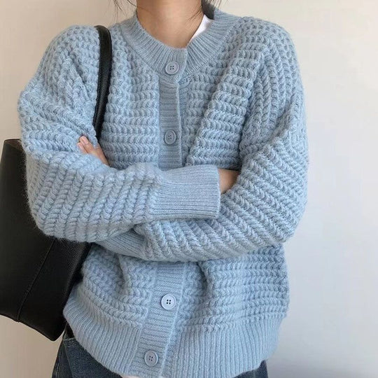 Damen Grobstrickjacke mit Knopfdetails und oversized Schnitt R&B