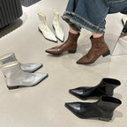 Damen elegante Stiefeletten mit spitzem Zehenbereich und Blockabsatz R&B