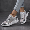 Damen nan glamouröser auffälliger Sneaker mit Glitzerpaneelen jacquardgewR&Btem Obermaterial und ergonomischer Wellenlaufsohle R&B