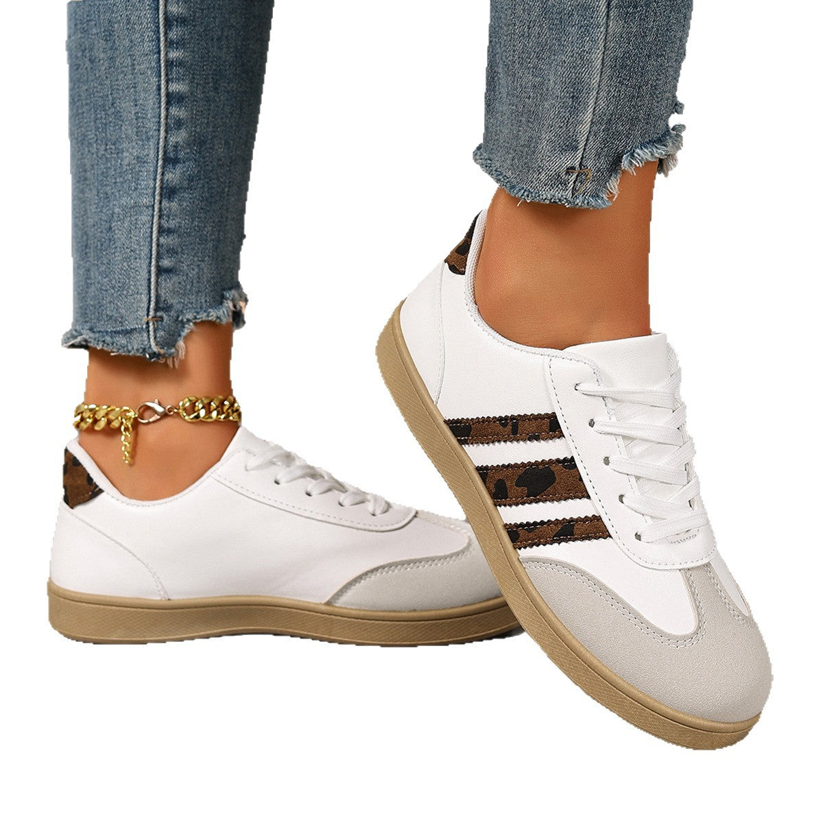 Damen Sneakers im trendigen Design mit Leopardenmuster und komfortablem Fußbett R&B