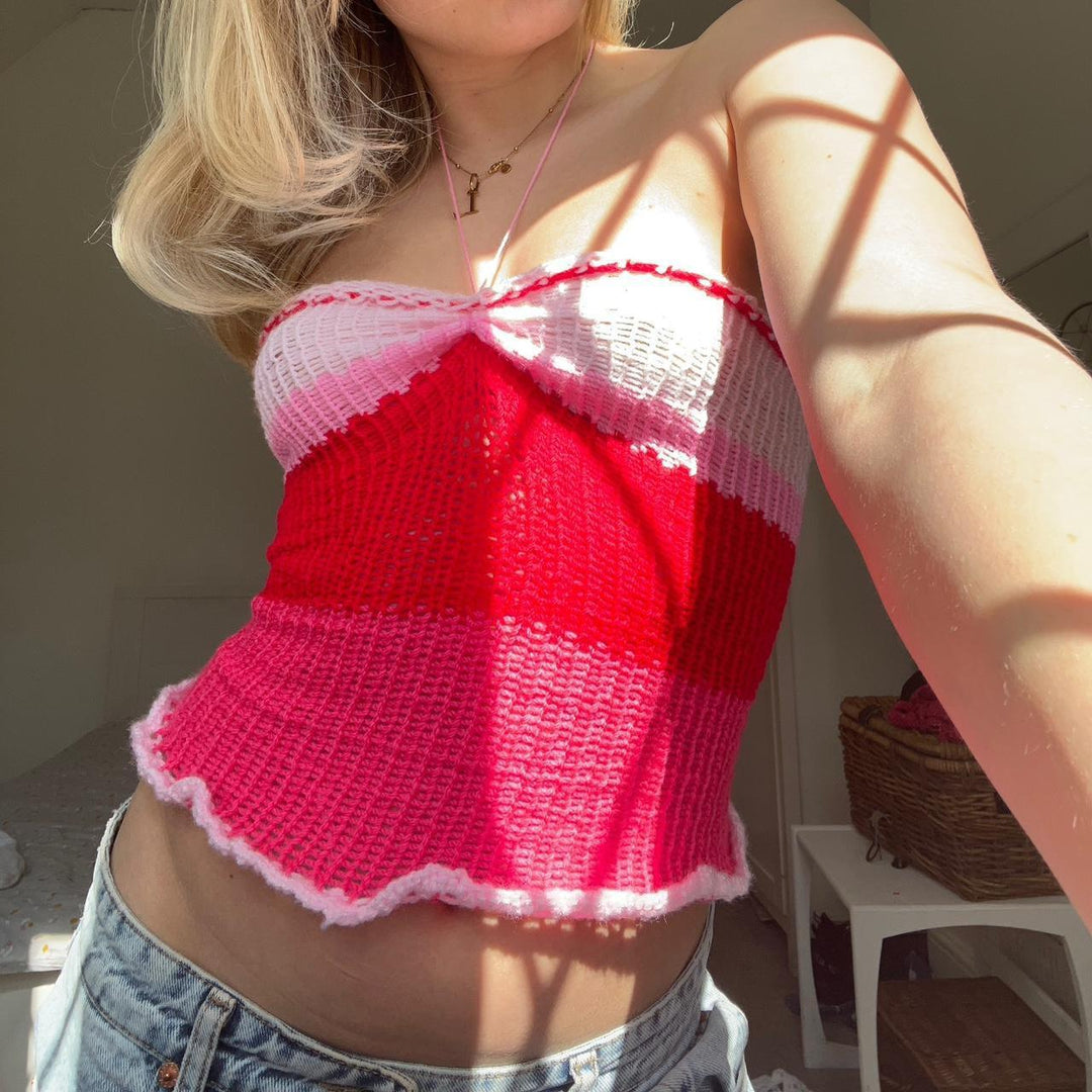 Damen Cropped Top im angesagten Häkel-Look R&B
