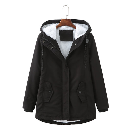 Damen warme Fleecegefütterte Parka-Jacke mit verstellbarem Taillenzug R&B