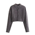 Damen cropped Strickjacke mit modernen Knöpfen R&B