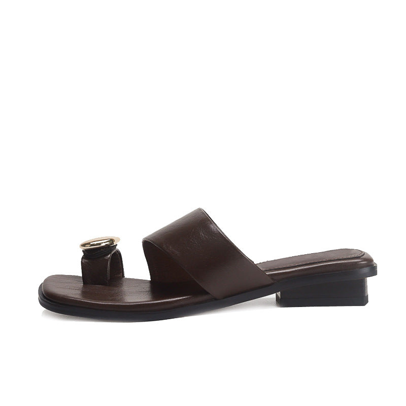 Damen Edle Zehentrenner-Sandalen mit glänzenden Akzenten R&B