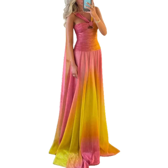 Damen Maxikleid mit fließendem Rock und eleganten Trägern R&B