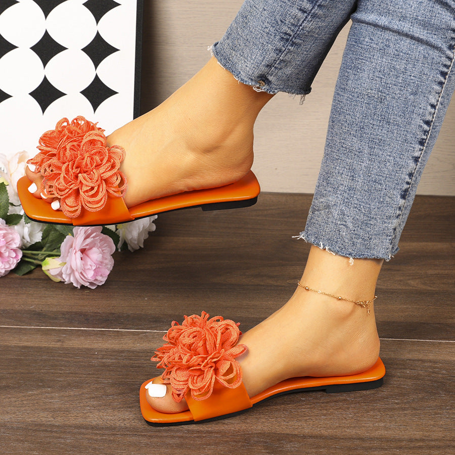 Damen elegante Slide-Sandalen mit floralen Applikationen R&B