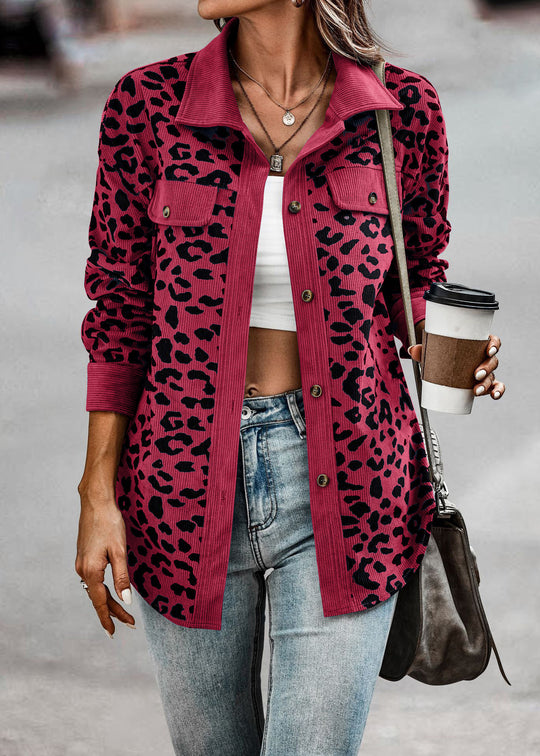 Damen modische Leoprint Overshirt R&B