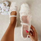 Damen eleganter Ballerina mit floralem Spitzenoberteil R&B