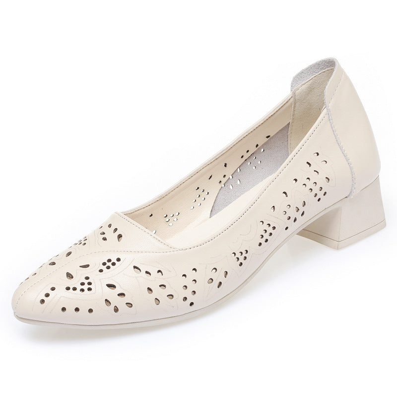 Damen Elegante Ballerina mit Luftdurchlässigem Design und Bequemem Blockabsatz R&B