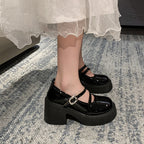 Damen Plattform-Pumps mit doppeltem Riemen und glänzender Oberfläche R&B