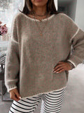 Damen Übergroßer Strickpullover mit luftigen Ärmeln R&B