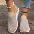 Damen Slip-On Sneakers mit glitzerndem Strassdesign R&B