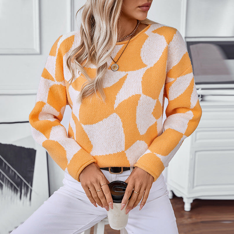 Damen Strickpullover mit modernem Muster und lässigem Schnitt
