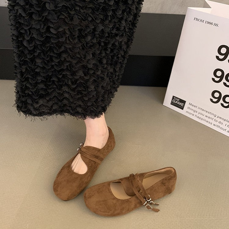 Damen bequeme Ballerinas mit modischem Riemchen und rutschfester Sohle R&B