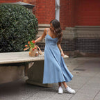 Damen Midikleid mit süßem Herzen-Ausschnitt und verstellbaren Trägern R&B