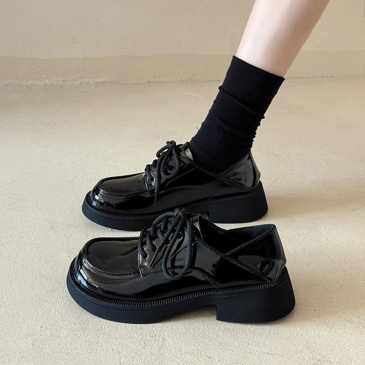Damen modische Glattleder-Schnürschuhe mit Plateausohle R&B