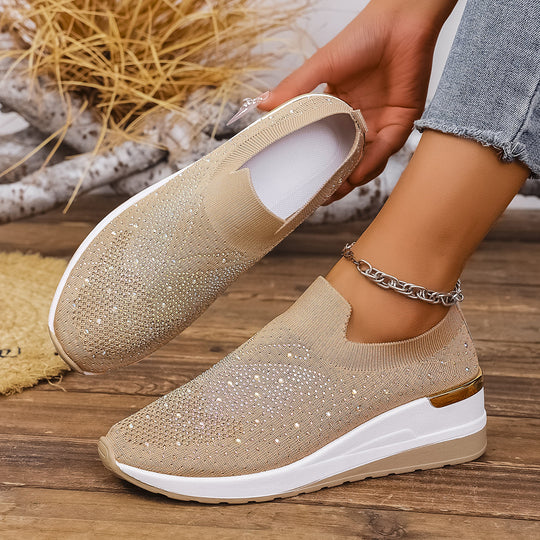 Damen Slip-On Sneakers mit funkelnden Strassdetails R&B