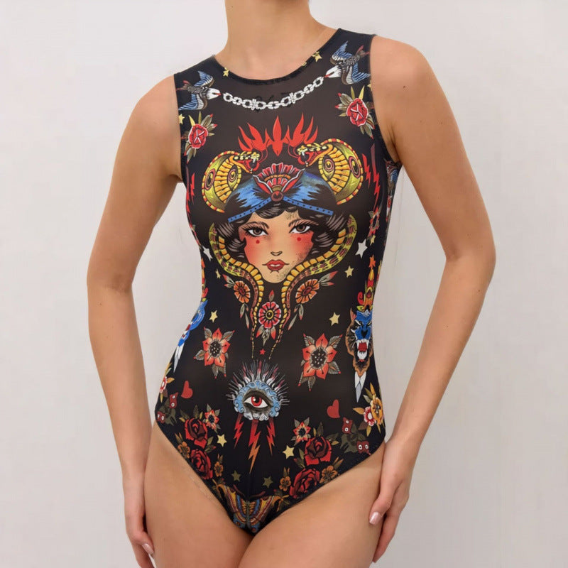 Damen Einteiliger Badeanzug im einzigartigen grafischen Design R&B