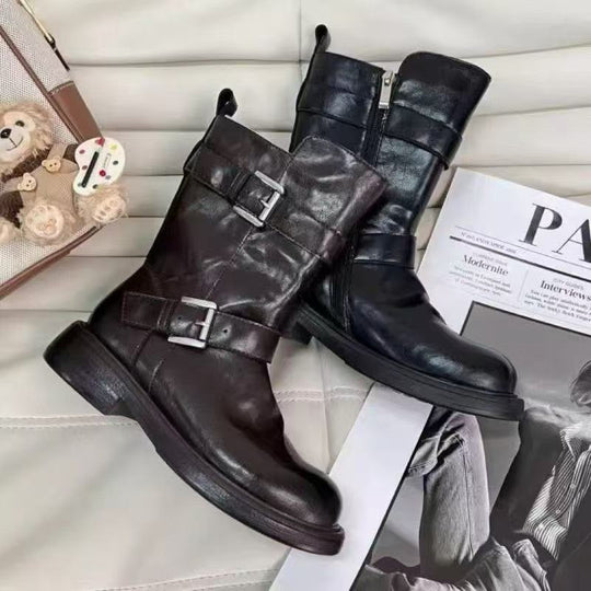 Damen Modische Stiefel mit stilvollem Schnallen-Design und robuster Sohle R&B