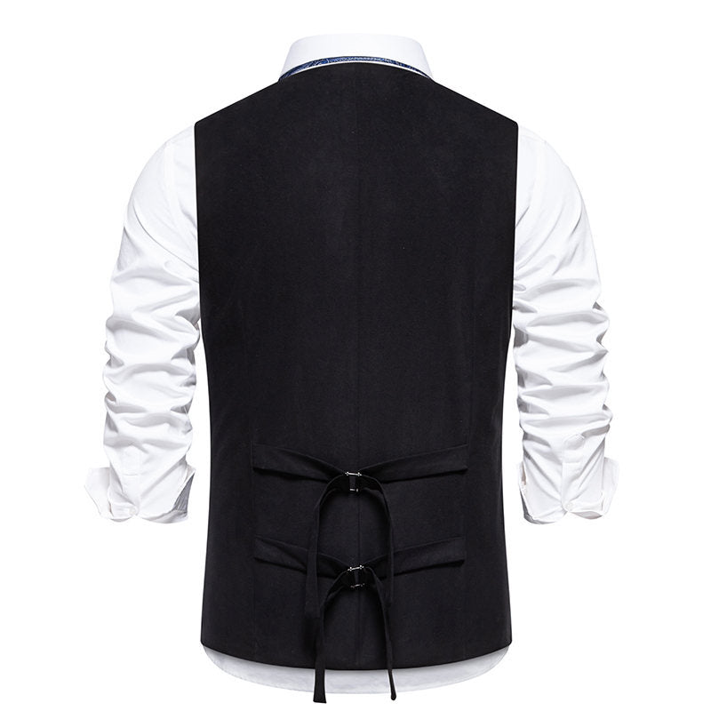 Herren elegante Weste mit doppelter Knopfleiste und praktischen Taschen