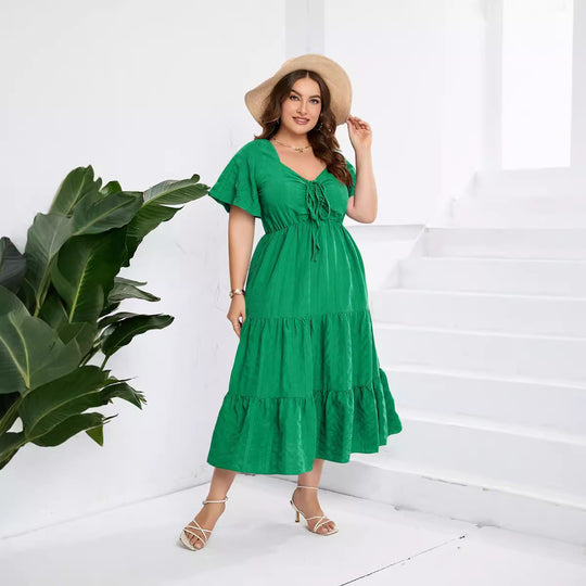 Damen Sommerliches Midikleid mit schmeichelndem Taillenzug und luftigen Ärmeln R&B