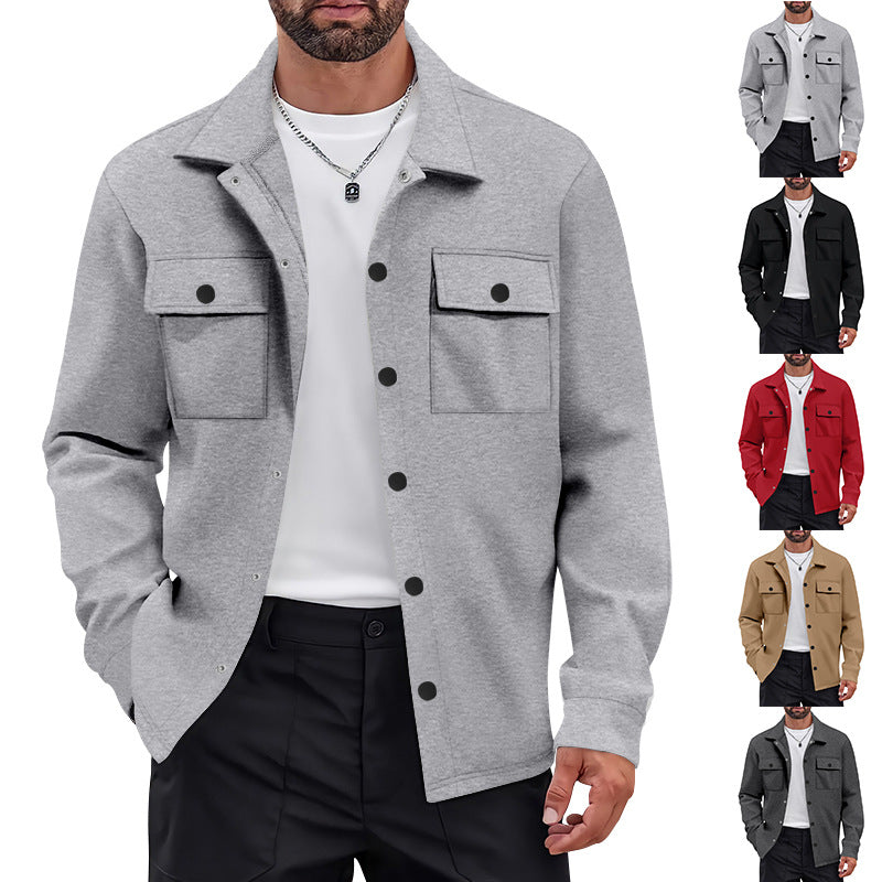 Herren nan arbeitsinspirierte Hemdjacke mit Druckknopfleiste, aufgesetzten Brusttaschen und kastiger Passform R&B
