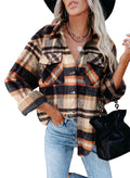 Damen Übergröße Karo-Hemdjacke aus weichem Stoff mit Druckknöpfen R&B