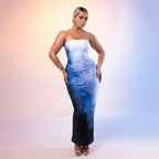 Damen Bodycon Maxi-Kleid mit elegantem Farbverlauf R&B