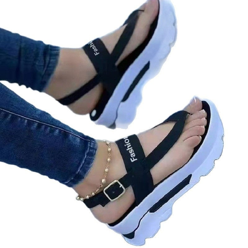 Damen Trendige Plateau-Sandalen mit verstellbarem Riemendesign R&B