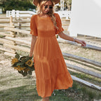 Damen Midikleid mit Rüschendetails und fließendem Schnitt R&B