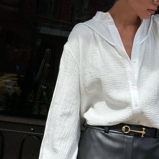 Damen luftige Oversize-Bluse mit strukturiertem Gewebe R&B