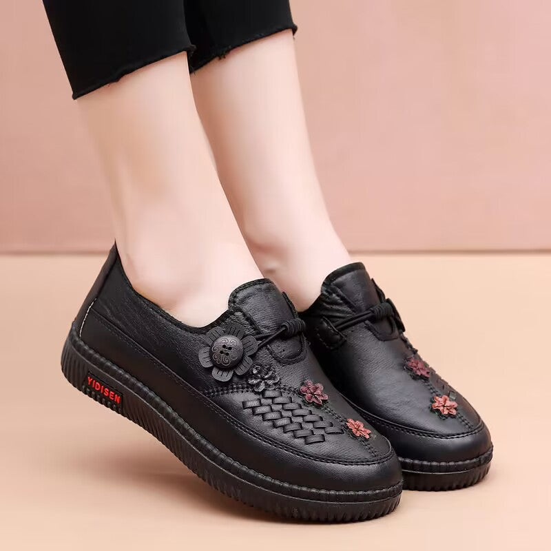Damen Bequeme Mokassins mit floralem Design und elastischem Riemen