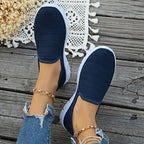 Damen Slip-On Sneakers mit atmungsaktiver Oberflächenstruktur und rutschfester Sohle R&B