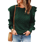 Damen Oversized Strickpullover mit Rüsche R&B