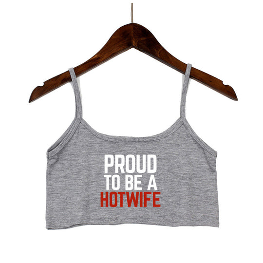Damen Crop-Top mit modernen Schriftzügen und verstellbaren Trägern R&B