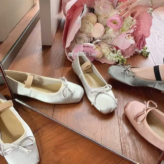 Damen Ballerina-Schuhe mit glamourösem Schleifendetail und flexiblem Riemendesign R&B