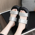 Damen Glamouröse Strandsandalen mit funkelnden Kristall-Applikationen R&B