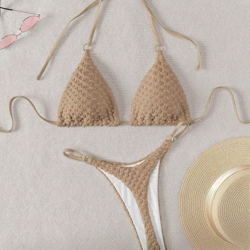 Damen Triangel-Bikini mit raffiniertem Texturenmix R&B
