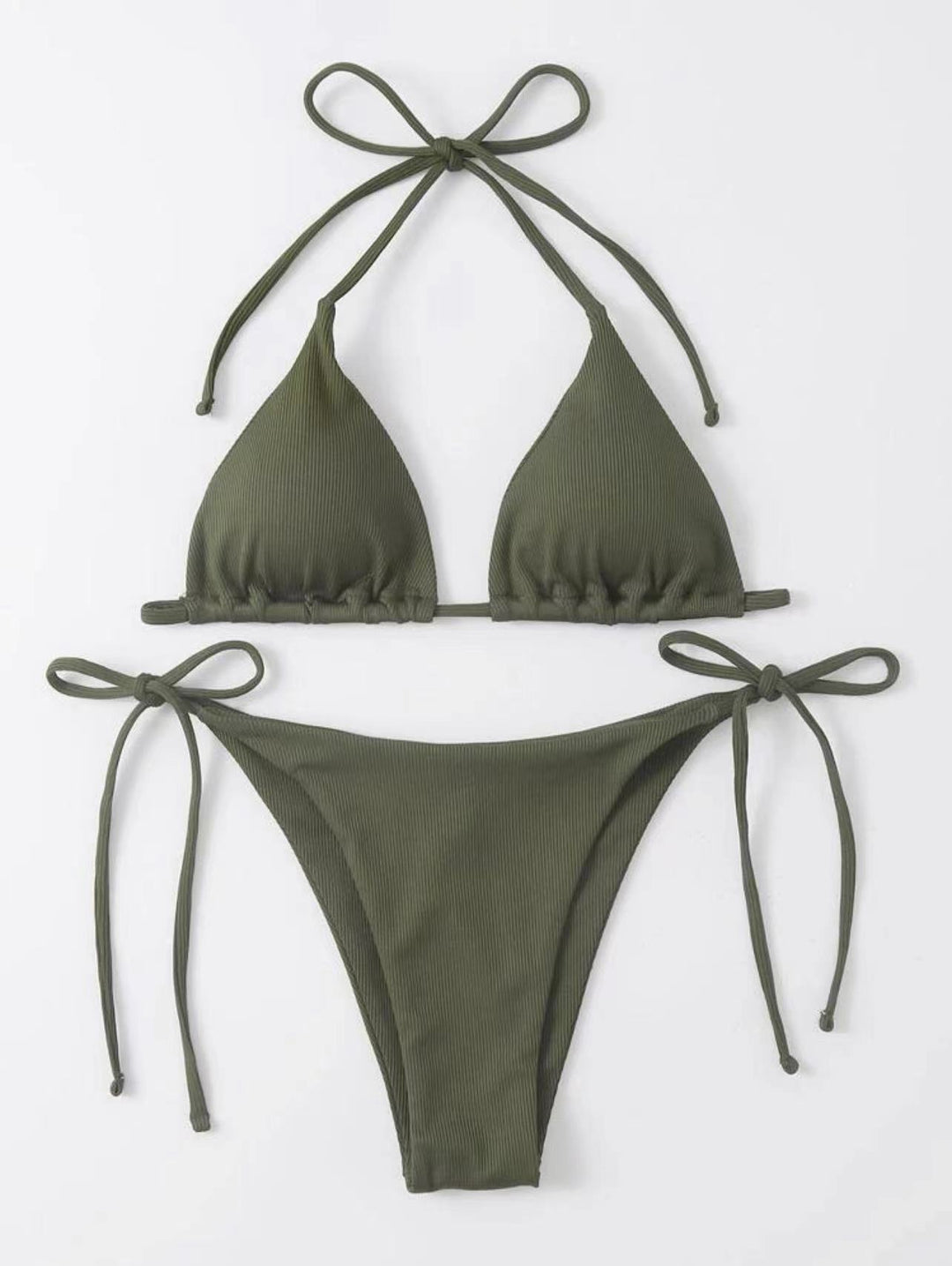Damen Triangel-Bikini mit seitlichem Knoten und verstellbaren Trägern R&B