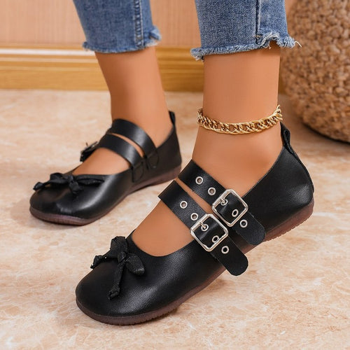Damen Ballerinas mit modischen Schnallen und zarter Schleifen-Applikation R&B