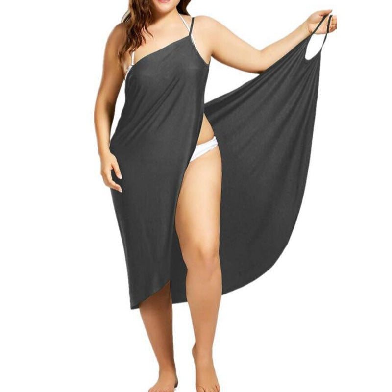 Damen nan vielseitiges Strand-Pareo-Wickelkleid mit Spaghettiträgern und asymmetrischem Saum R&B