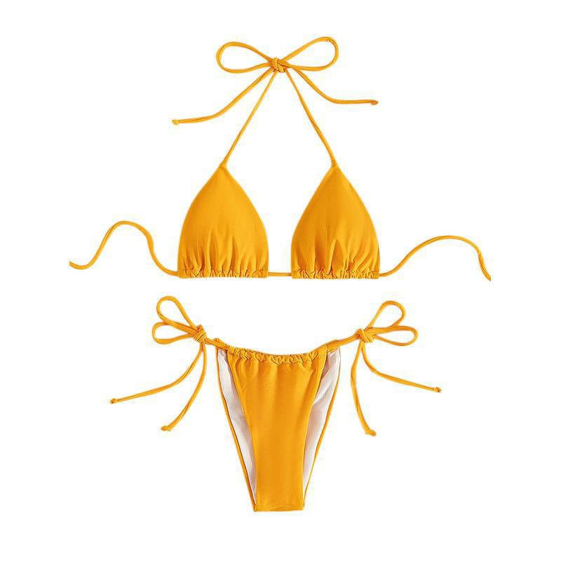 Damen Triangel-Bikini mit verstellbaren Bindebändern und nahtlosem Design R&B