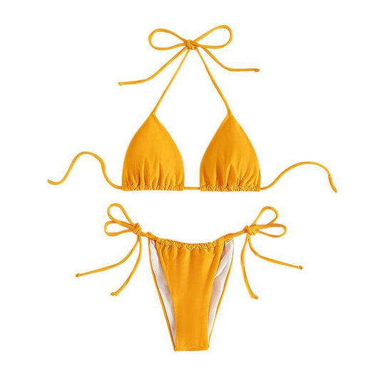 Damen Triangel-Bikini mit verstellbaren Bindebändern und nahtlosem Design R&B