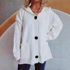 Damen bequeme Strickjacke mit Kapuze und praktischen Taschen R&B